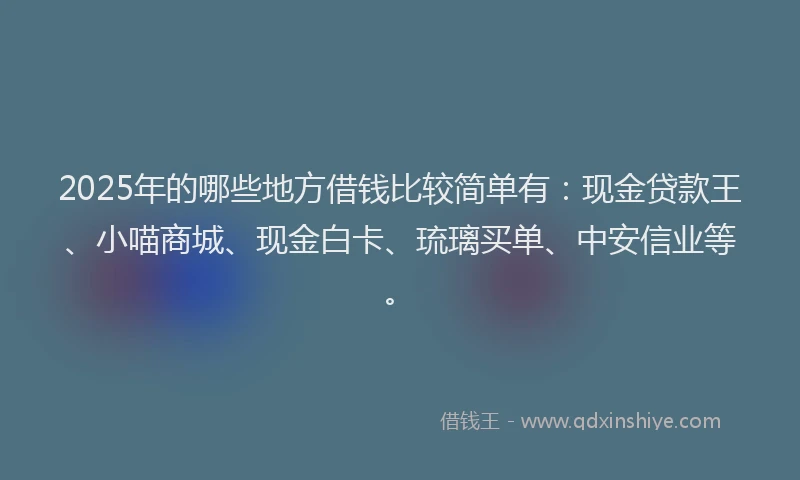 2025年的哪些地方借钱比较简单有：现金贷款王、小喵商城、现金白卡、琉璃买单、中安信业等。