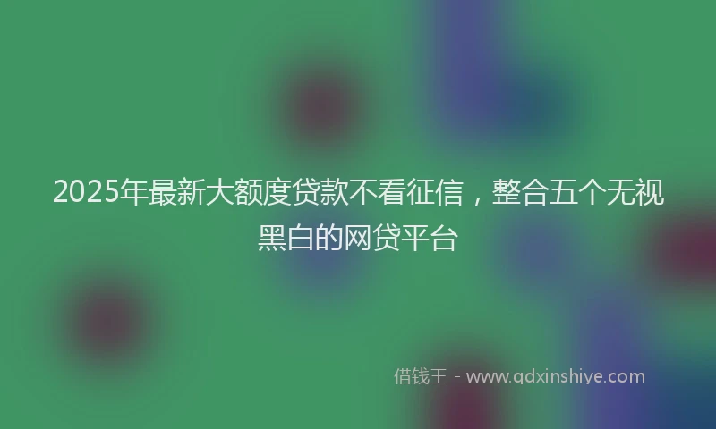2025年最新大额度贷款不看征信，整合五个无视黑白的网贷平台