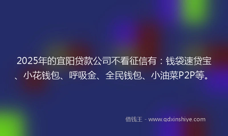 2025年的宜阳贷款公司不看征信有：钱袋速贷宝、小花钱包、呼吸金、全民钱包、小油菜P2P等。
