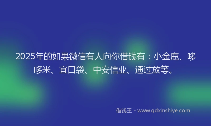 2025年的如果微信有人向你借钱有：小金鹿、哆哆米、宜口袋、中安信业、通过放等。