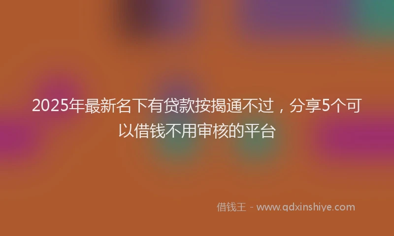 2025年最新名下有贷款按揭通不过，分享5个可以借钱不用审核的平台