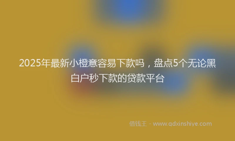 2025年最新小橙意容易下款吗，盘点5个无论黑白户秒下款的贷款平台