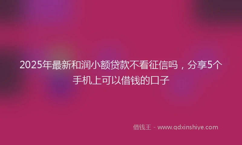 2025年最新和润小额贷款不看征信吗，分享5个手机上可以借钱的口子