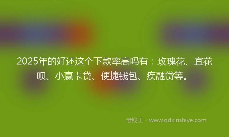 2025年的好还这个下款率高吗有：玫瑰花、宜花呗、小赢卡贷、便捷钱包、疾融贷等。