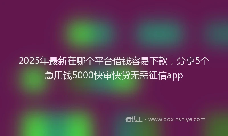 2025年最新在哪个平台借钱容易下款，分享5个急用钱5000快审快贷无需征信app