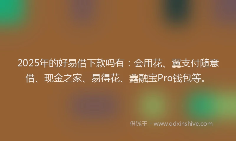 2025年的好易借下款吗有：会用花、翼支付随意借、现金之家、易得花、鑫融宝Pro钱包等。
