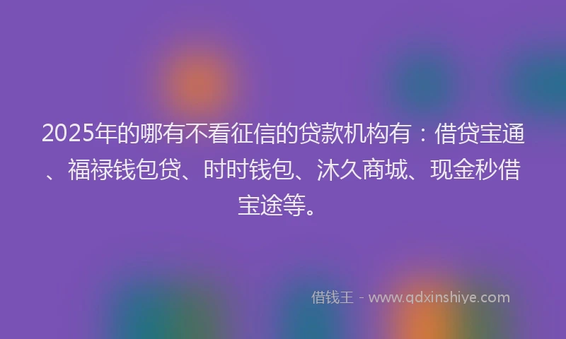 2025年的哪有不看征信的贷款机构有：借贷宝通、福禄钱包贷、时时钱包、沐久商城、现金秒借宝途等。