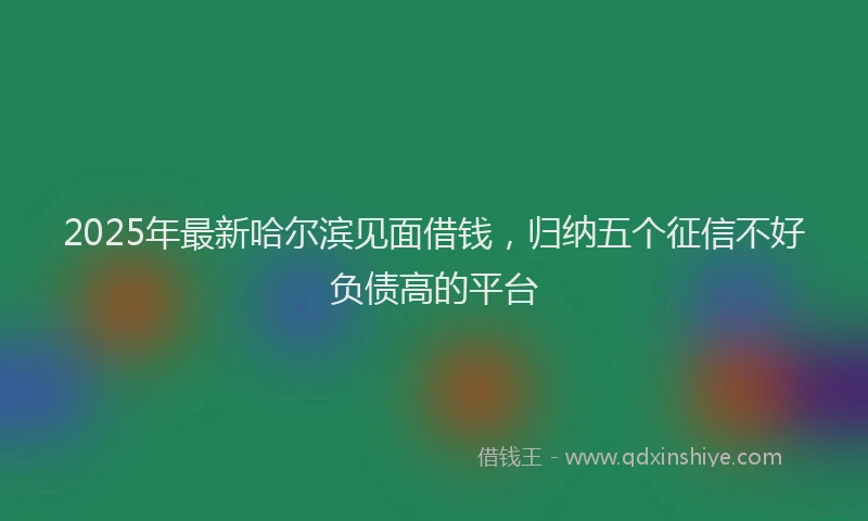 2025年最新哈尔滨见面借钱，归纳五个征信不好负债高的平台
