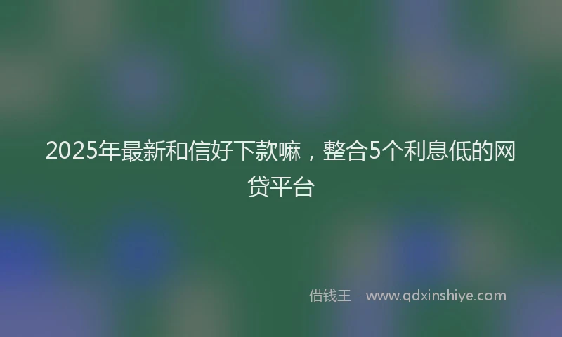 2025年最新和信好下款嘛，整合5个利息低的网贷平台