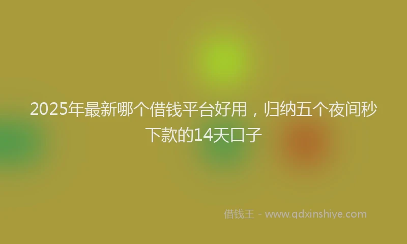 2025年最新哪个借钱平台好用，归纳五个夜间秒下款的14天口子