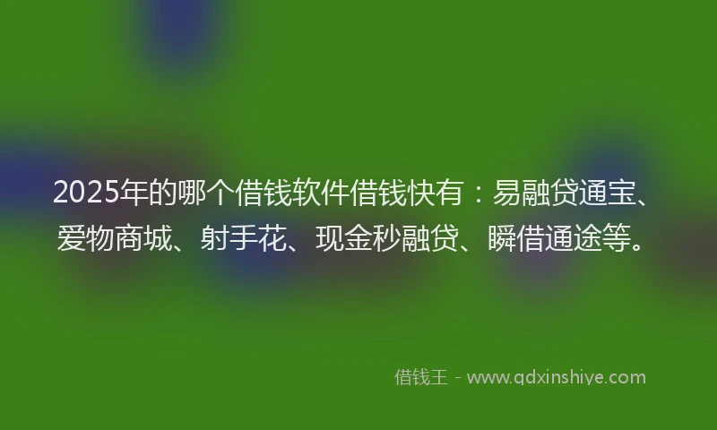2025年的哪个借钱软件借钱快有：易融贷通宝、爱物商城、射手花、现金秒融贷、瞬借通途等。