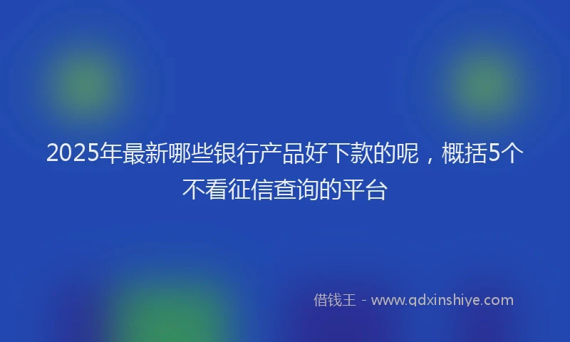 2025年最新哪些银行产品好下款的呢，概括5个不看征信查询的平台