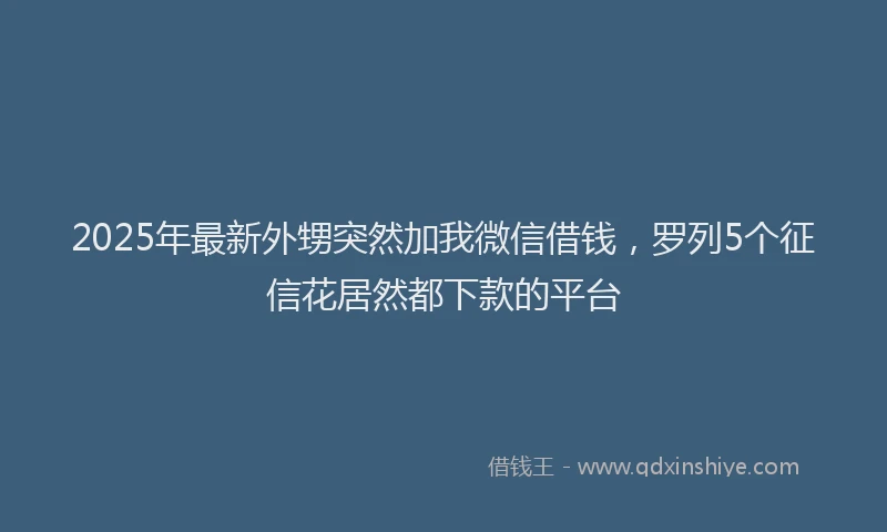 2025年最新外甥突然加我微信借钱，罗列5个征信花居然都下款的平台