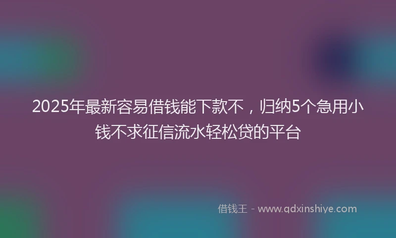 2025年最新容易借钱能下款不，归纳5个急用小钱不求征信流水轻松贷的平台
