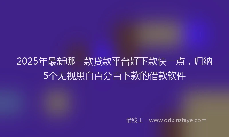 2025年最新哪一款贷款平台好下款快一点，归纳5个无视黑白百分百下款的借款软件