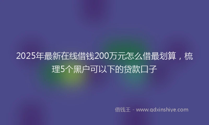 2025年最新在线借钱200万元怎么借最划算，梳理5个黑户可以下的贷款口子