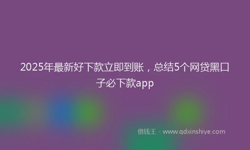 2025年最新好下款立即到账，总结5个网贷黑口子必下款app