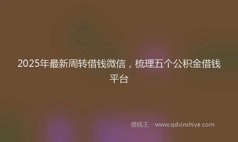 2025年最新周转借钱微信，梳理五个公积金借钱平台