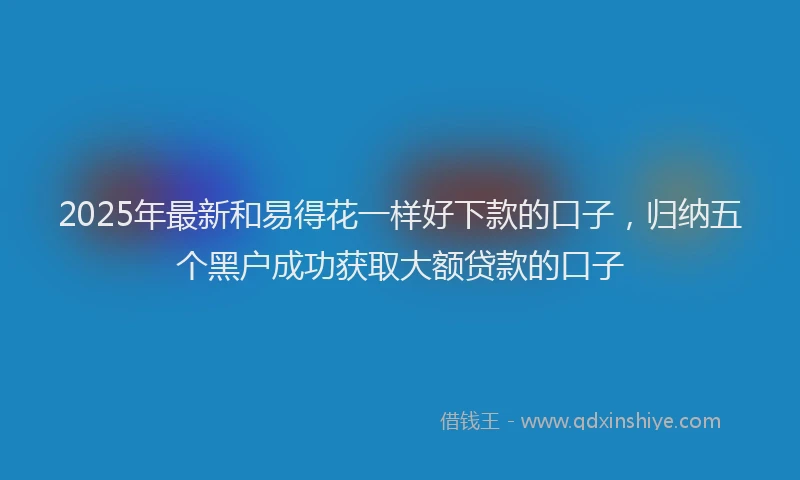 2025年最新和易得花一样好下款的口子，归纳五个黑户成功获取大额贷款的口子