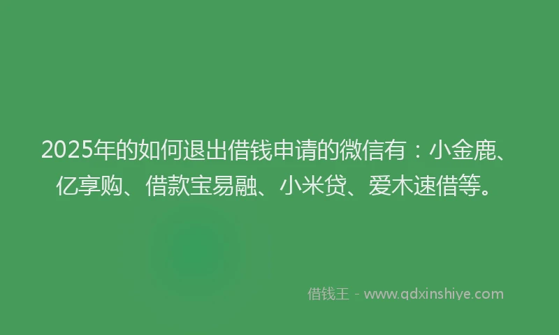 2025年的如何退出借钱申请的微信有：小金鹿、亿享购、借款宝易融、小米贷、爱木速借等。