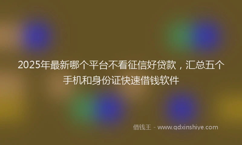 2025年最新哪个平台不看征信好贷款，汇总五个手机和身份证快速借钱软件