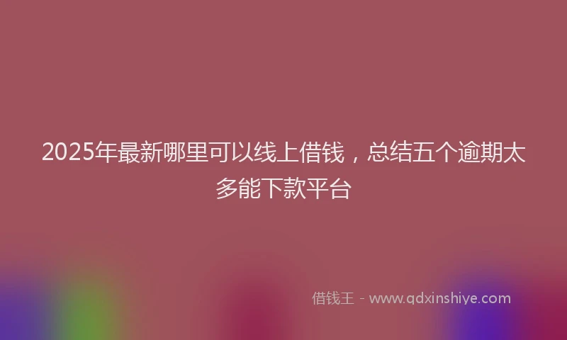 2025年最新哪里可以线上借钱，总结五个逾期太多能下款平台