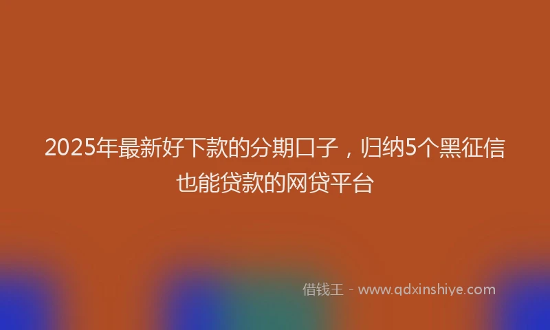 2025年最新好下款的分期口子，归纳5个黑征信也能贷款的网贷平台
