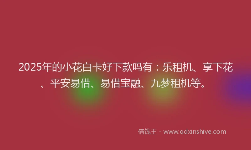 2025年的小花白卡好下款吗有：乐租机、享下花、平安易借、易借宝融、九梦租机等。