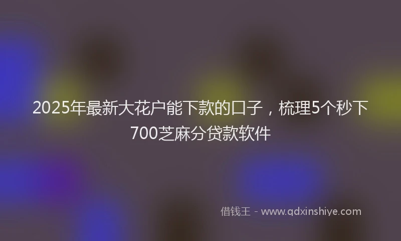 2025年最新大花户能下款的口子，梳理5个秒下700芝麻分贷款软件