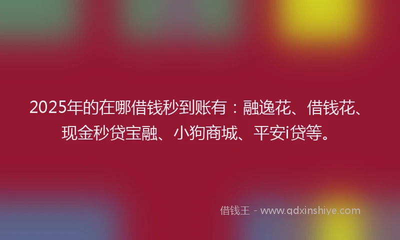 2025年的在哪借钱秒到账有：融逸花、借钱花、现金秒贷宝融、小狗商城、平安i贷等。
