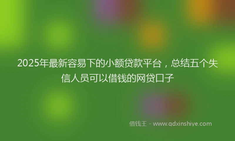 2025年最新容易下的小额贷款平台，总结五个失信人员可以借钱的网贷口子