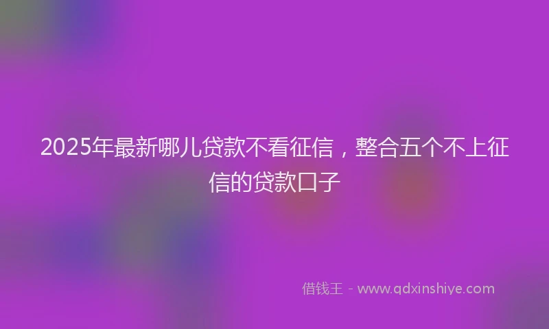 2025年最新哪儿贷款不看征信，整合五个不上征信的贷款口子