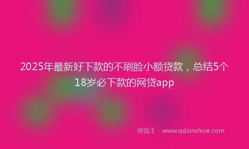 2025年最新好下款的不刷脸小额贷款，总结5个18岁必下款的网贷app