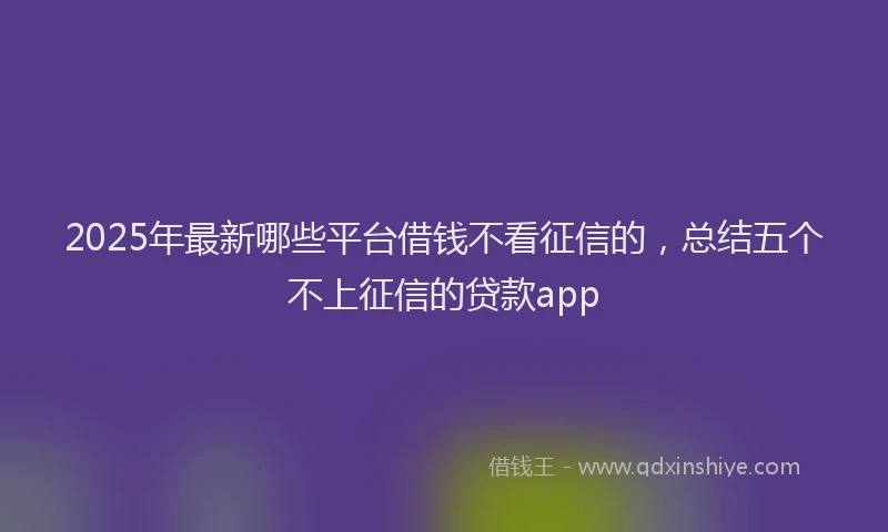 2025年最新哪些平台借钱不看征信的，总结五个不上征信的贷款app
