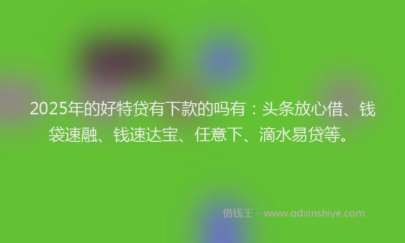 2025年的好特贷有下款的吗有：头条放心借、钱袋速融、钱速达宝、任意下、滴水易贷等。