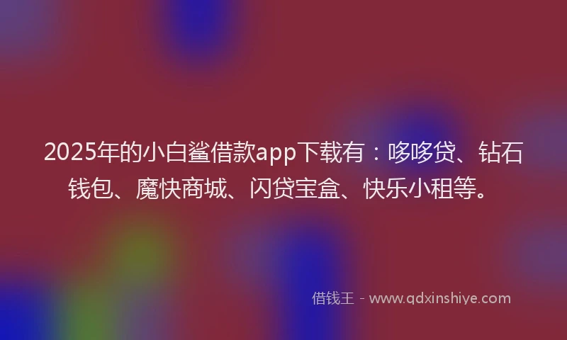 2025年的小白鲨借款app下载有：哆哆贷、钻石钱包、魔快商城、闪贷宝盒、快乐小租等。