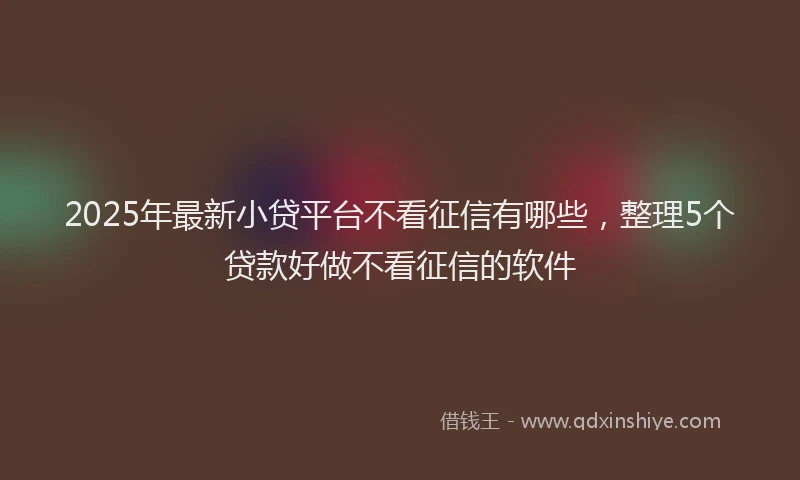 2025年最新小贷平台不看征信有哪些，整理5个贷款好做不看征信的软件