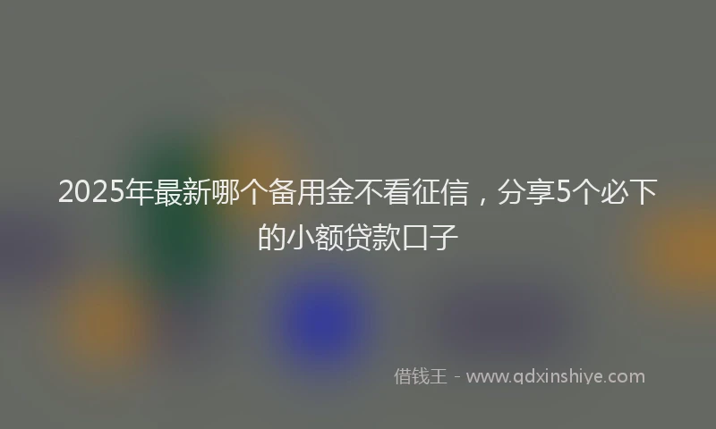 2025年最新哪个备用金不看征信，分享5个必下的小额贷款口子