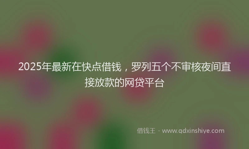 2025年最新在快点借钱，罗列五个不审核夜间直接放款的网贷平台