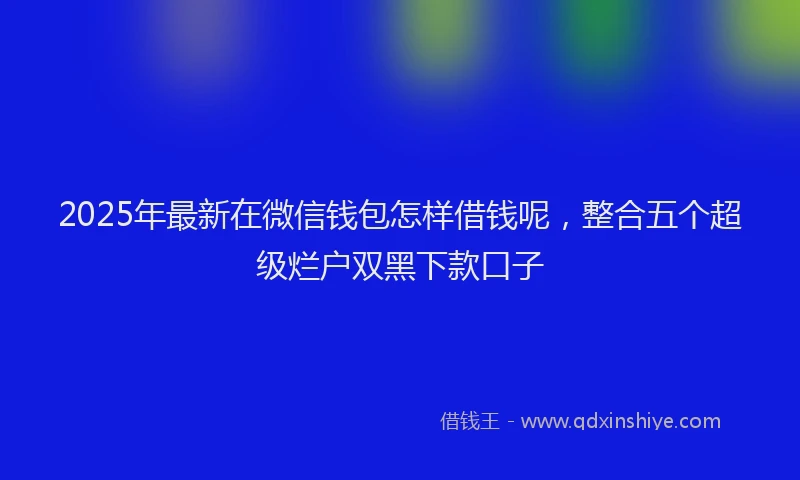 2025年最新在微信钱包怎样借钱呢，整合五个超级烂户双黑下款口子