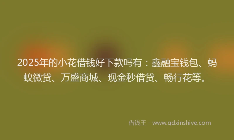 2025年的小花借钱好下款吗有：鑫融宝钱包、蚂蚁微贷、万盛商城、现金秒借贷、畅行花等。