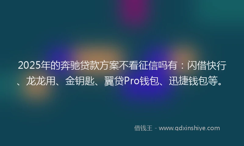 2025年的奔驰贷款方案不看征信吗有：闪借快行、龙龙用、金钥匙、翼贷Pro钱包、迅捷钱包等。