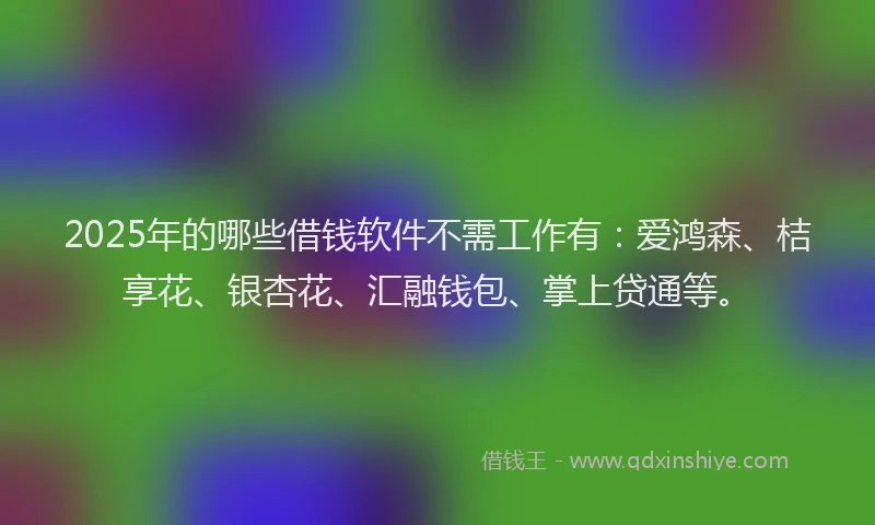 2025年的哪些借钱软件不需工作有：爱鸿森、桔享花、银杏花、汇融钱包、掌上贷通等。