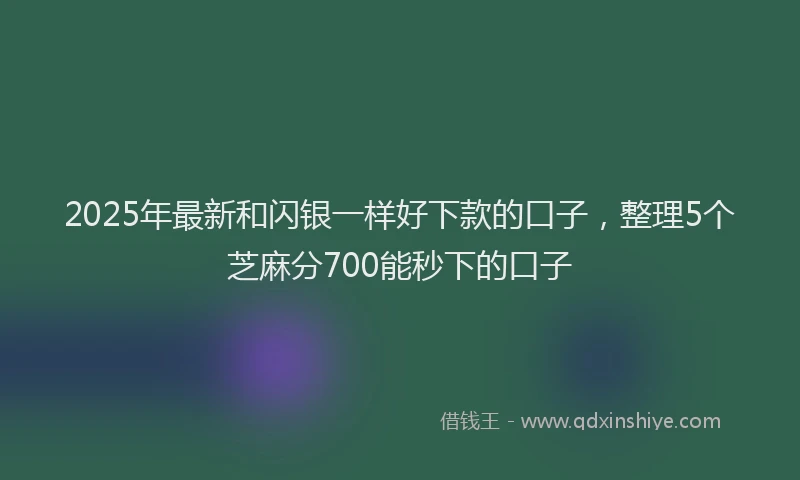 2025年最新和闪银一样好下款的口子，整理5个芝麻分700能秒下的口子