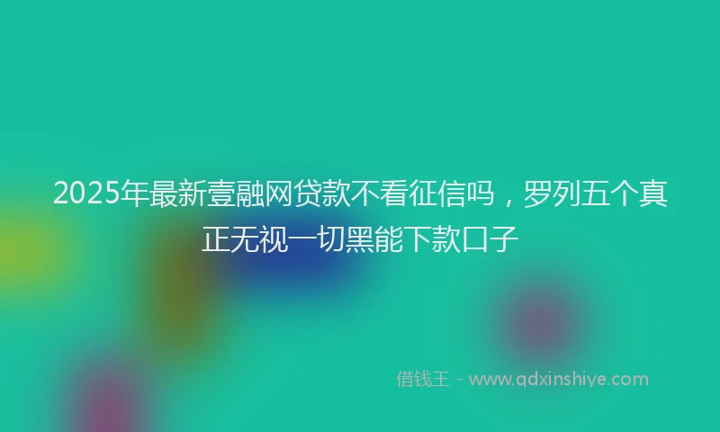 2025年最新壹融网贷款不看征信吗，罗列五个真正无视一切黑能下款口子