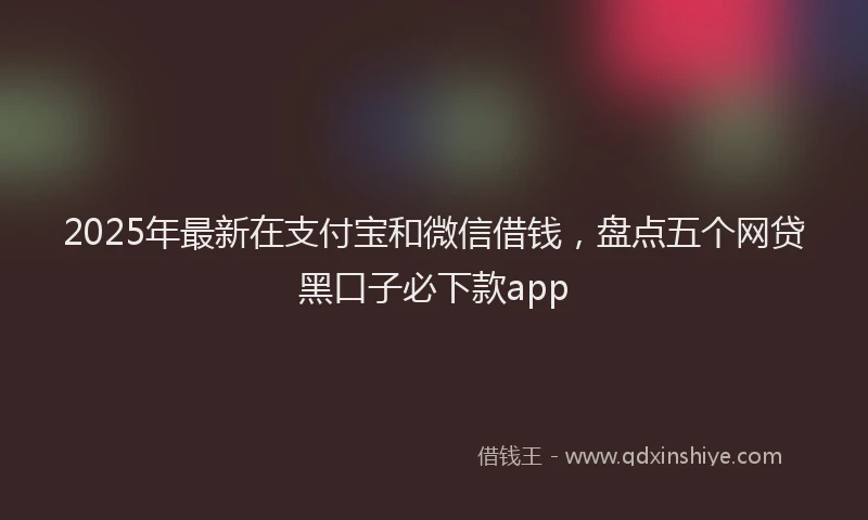 2025年最新在支付宝和微信借钱，盘点五个网贷黑口子必下款app