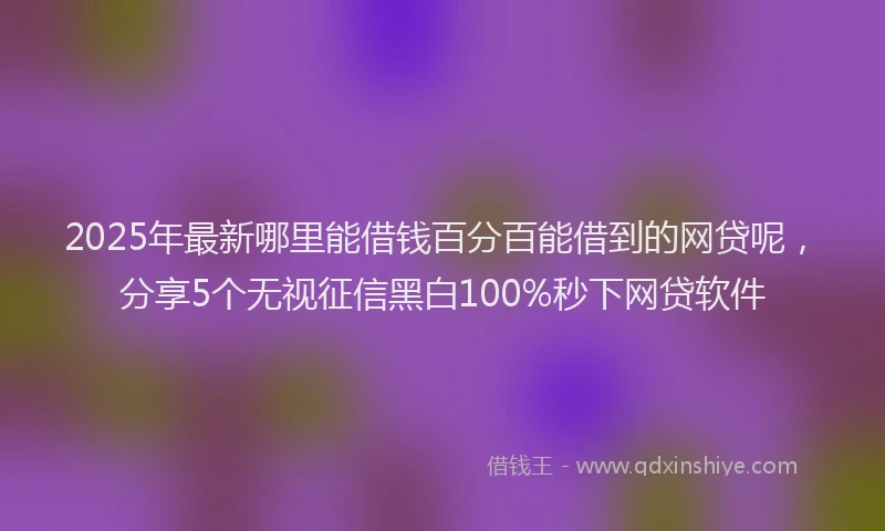 2025年最新哪里能借钱百分百能借到的网贷呢，分享5个无视征信黑白100%秒下网贷软件