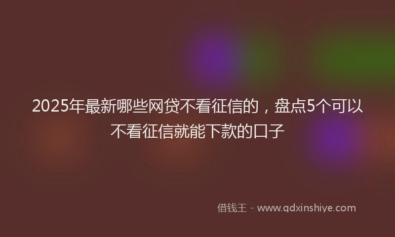 2025年最新哪些网贷不看征信的，盘点5个可以不看征信就能下款的口子