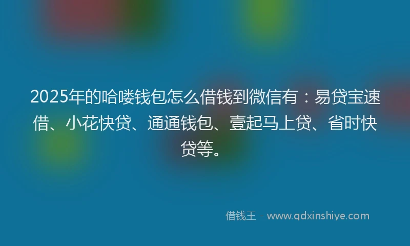 2025年的哈喽钱包怎么借钱到微信有：易贷宝速借、小花快贷、通通钱包、壹起马上贷、省时快贷等。