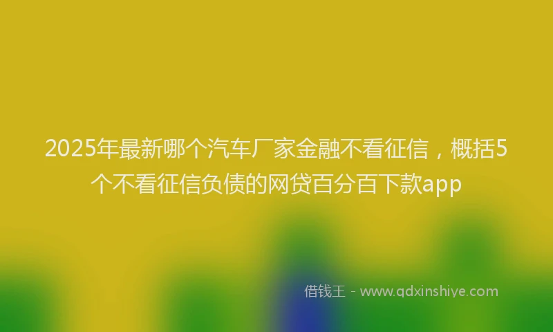 2025年最新哪个汽车厂家金融不看征信，概括5个不看征信负债的网贷百分百下款app